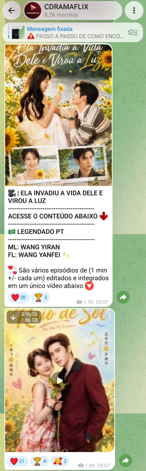 Publicação de drama no canal CDRAMAFLIX